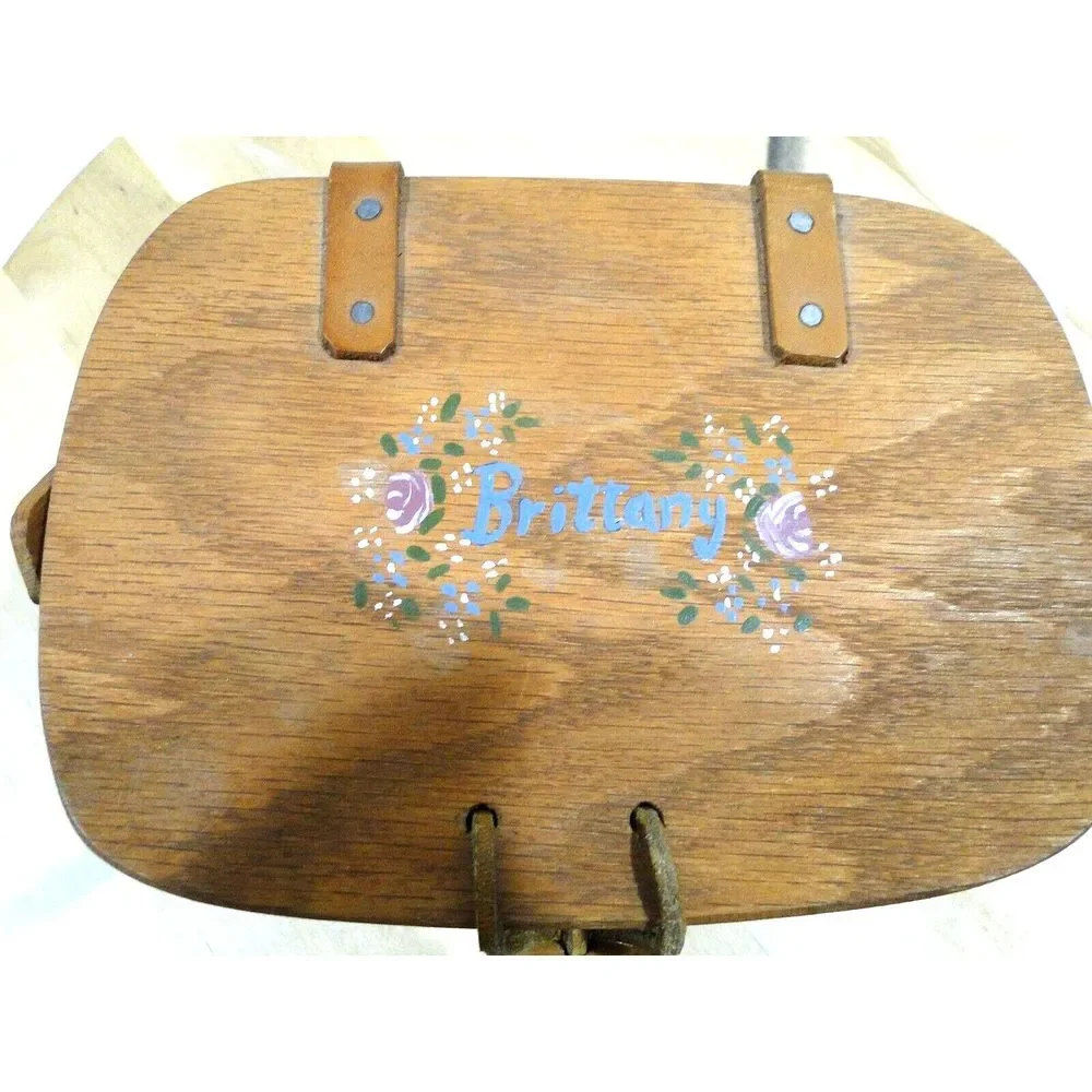 LONGABERGER VINTAGE 1994 HEARTLAND SMALL PURSE BASKET W/LID HAND PAINTED Brittan